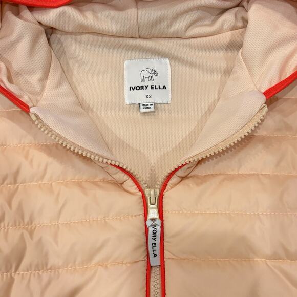 IVORY ELLA Sherpa Fleece Pullover Hoodie Jacket Front Pouch XS Peach & Cream - Picture 5 of 5